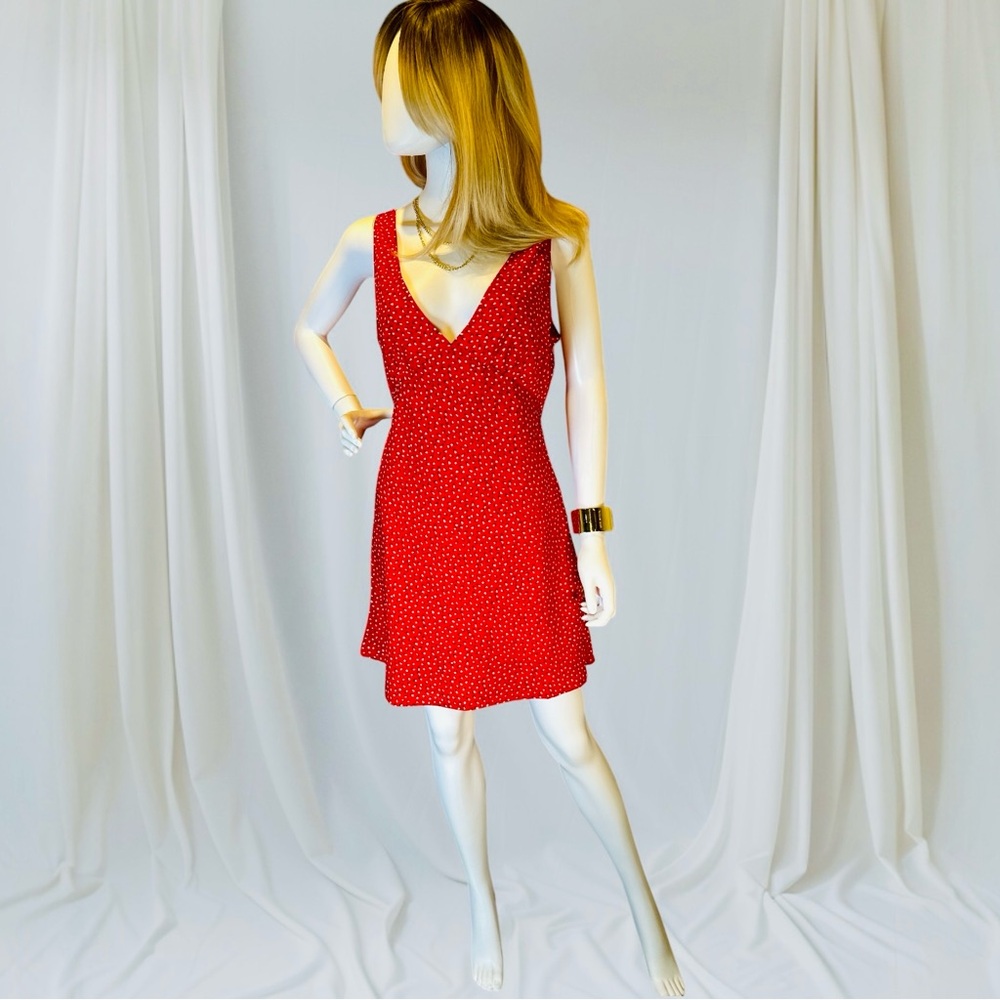 Princess Polly Red V-Neck Sleeveless Mini Sundress